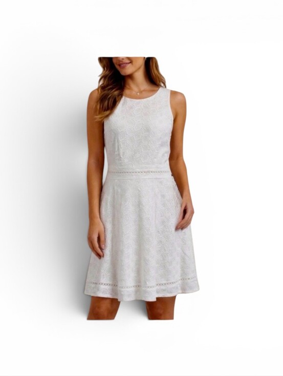 Calvin Klein Dresses & Skirts - Calvin Klein White Sleeveless Lace Fit-and-Flare Dress
